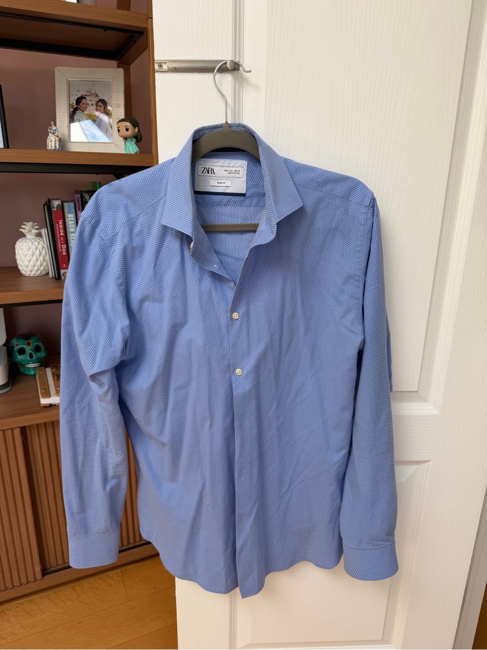 Zara Light Blue Micro-Pattern Dress Shirt